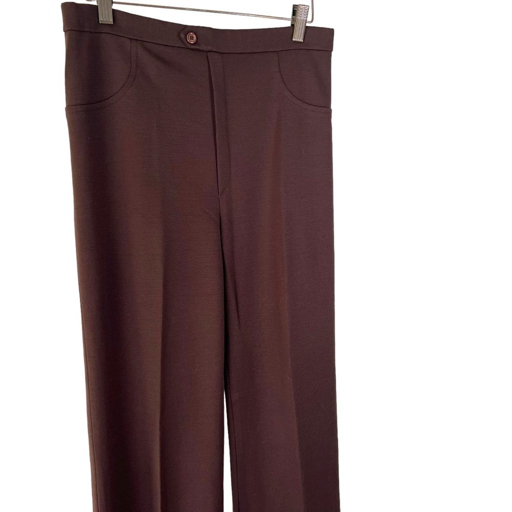 Vintage 70s Dark Brown High Rise Wide Leg Medium Tall - Picture 2 of 9